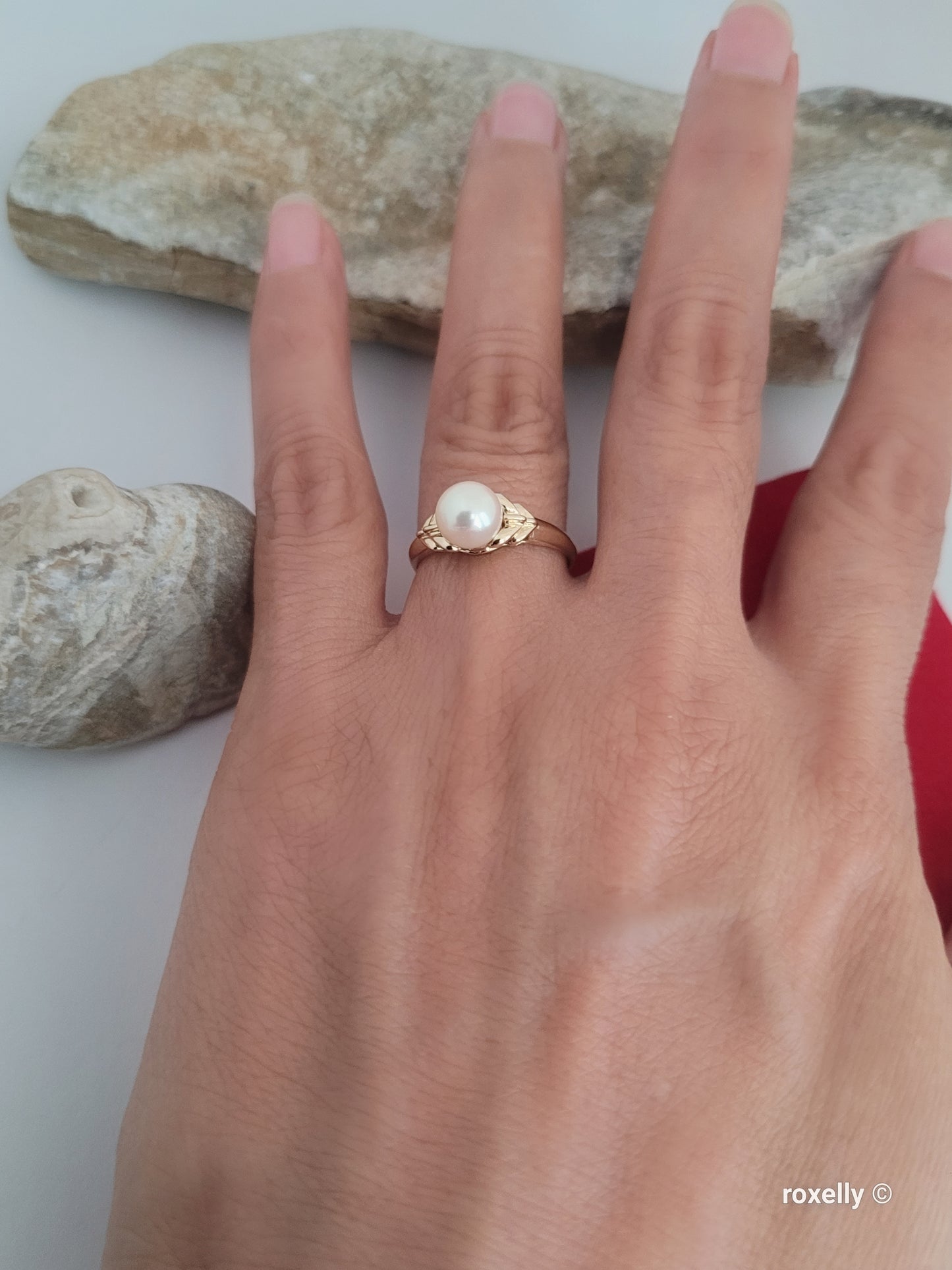 ❤️14k Size 6.75 Precious Solid Yellow Fresh-Water Pearl Ring!