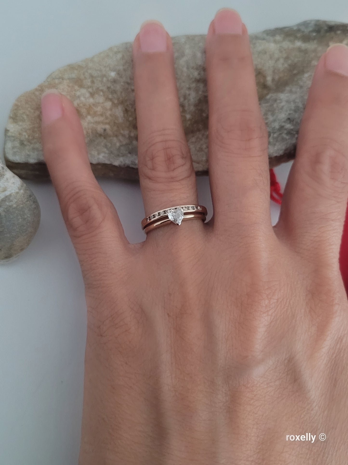 ❤️14k Size 7 Amazing Solid Yellow Gold Genuine Diamonds Two Rings (Joined)!