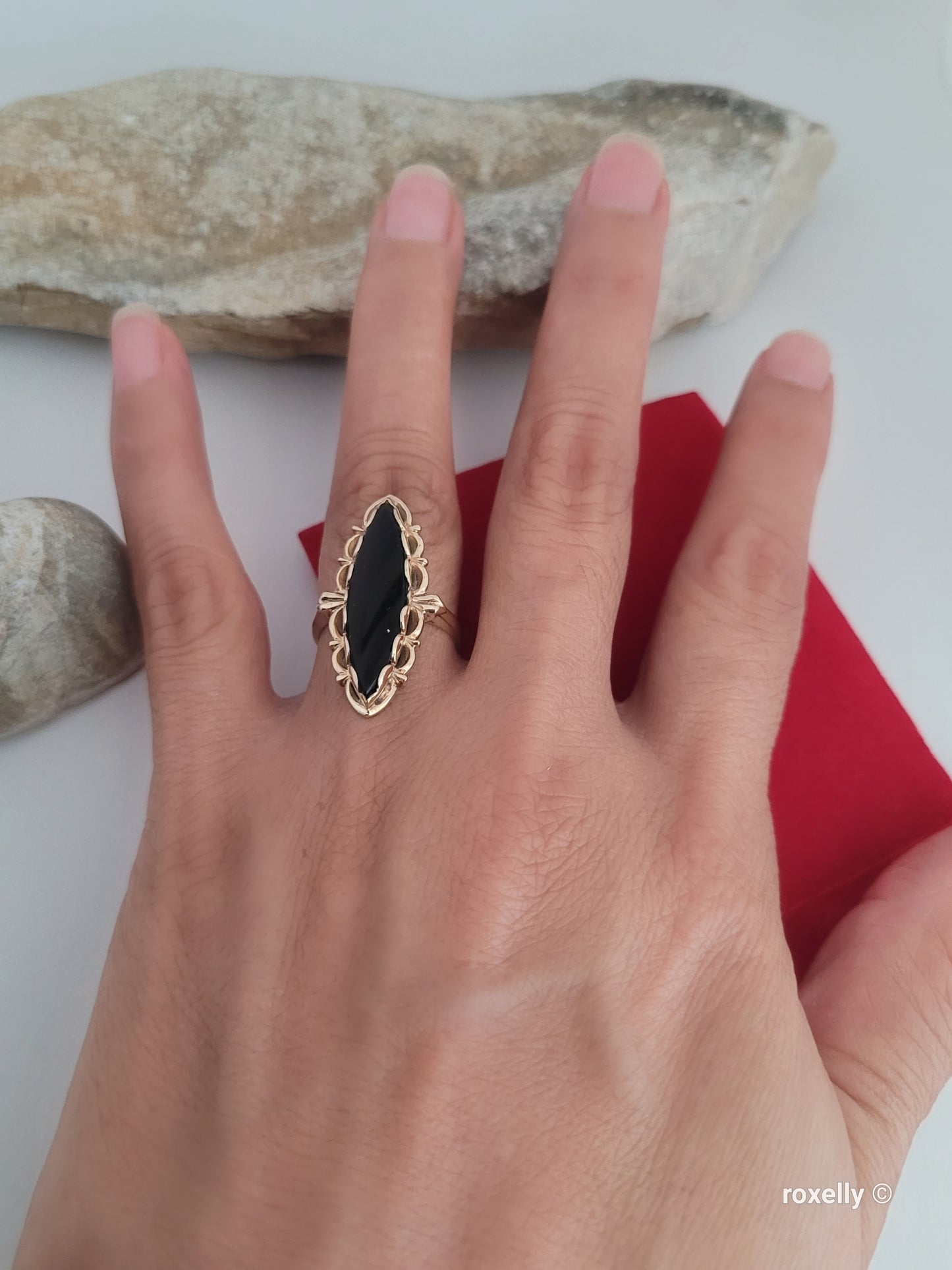 ❤️10k Size 6.25 Precious Solid Yellow Gold Onyx Cocktail Ring!