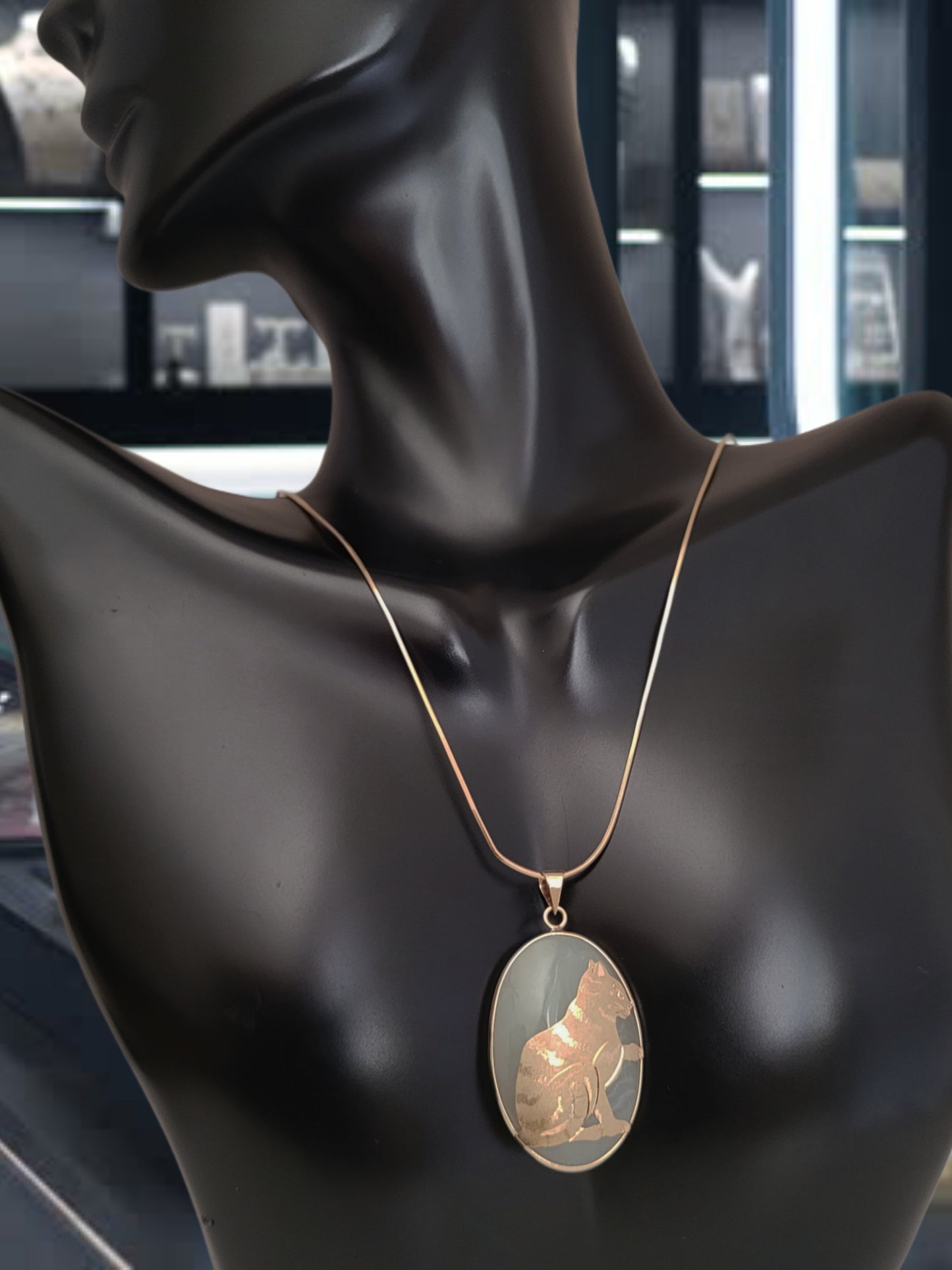 ❤️14k Precious Solid Yellow Gold Jade Cat Design Pendant!