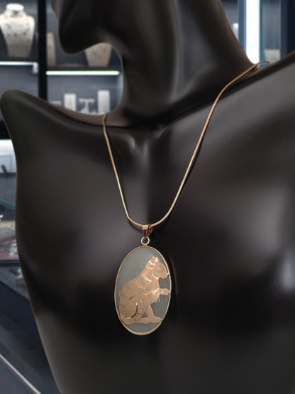 ❤️14k Precious Solid Yellow Gold Jade Cat Design Pendant!