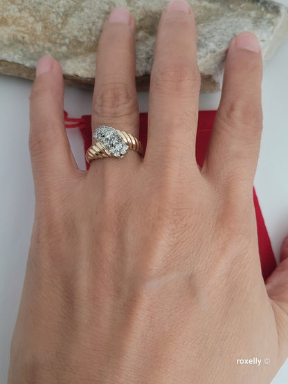 ❤️10k Size 6.75 Beautiful Solid Yellow Gold Cubic Zirconia Pattern Ring!