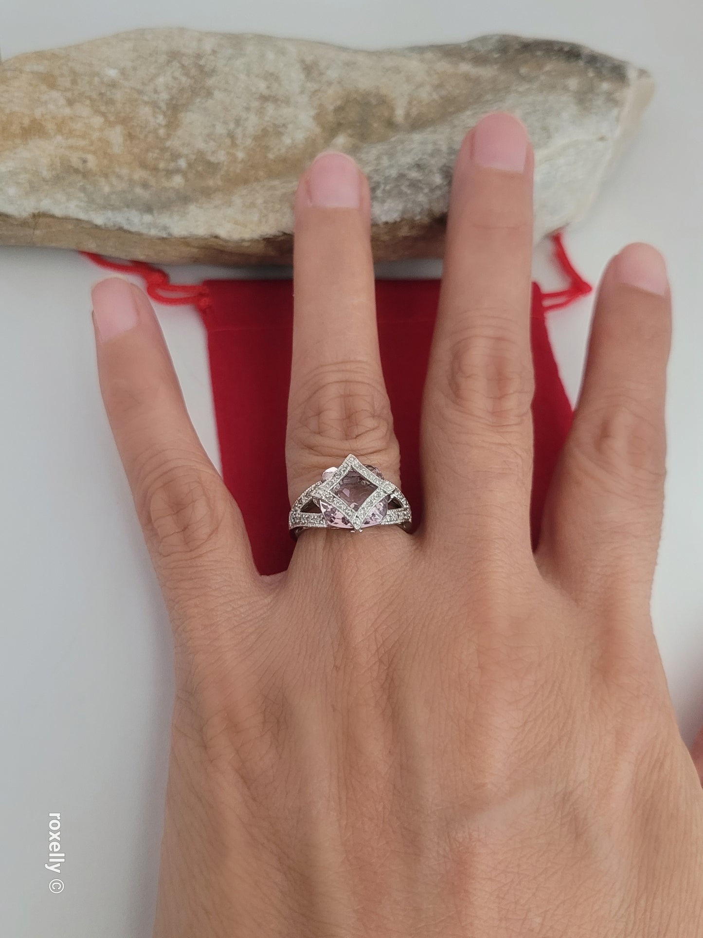 ❤️14k Size 4.75 Fancy Solid White Gold Pink Ice and Diamonds Ring!