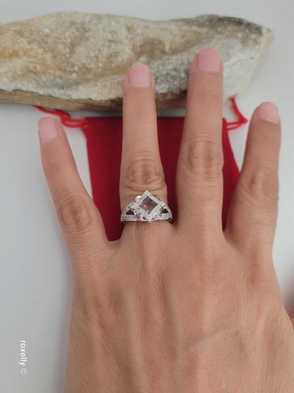 ❤️14k Size 4.75 Fancy Solid White Gold Pink Ice and Diamonds Ring!