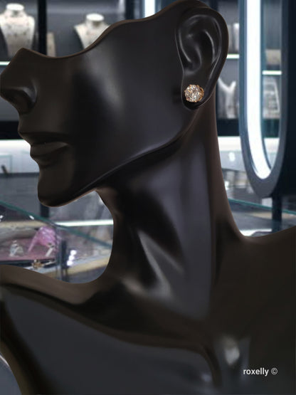 ❤️14k Beautiful Solid Yellow Gold Cubic Zirconia Solitaire Stud Earrings!