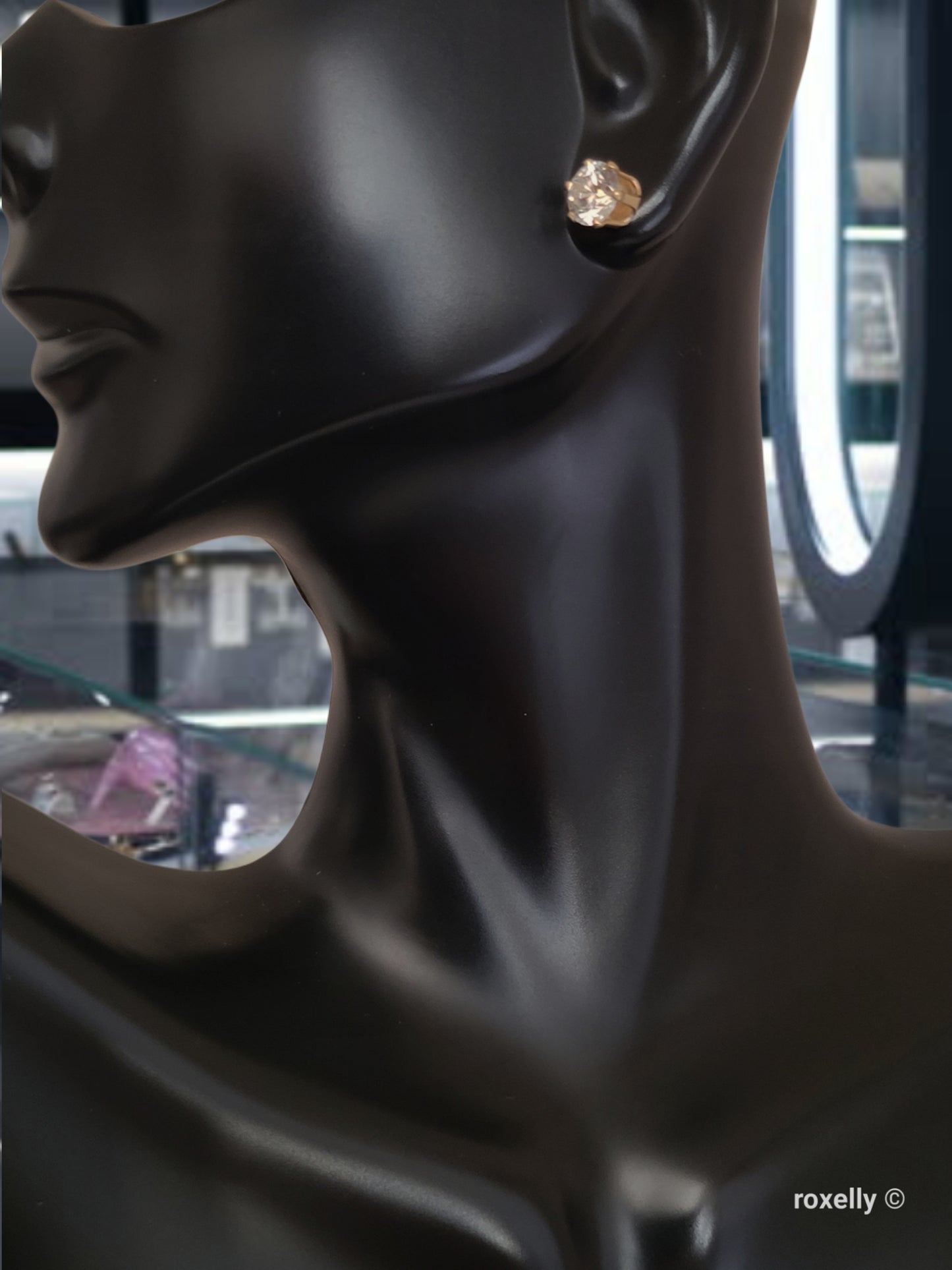 ❤️14k Beautiful Solid Yellow Gold Cubic Zirconia Solitaire Stud Earrings!