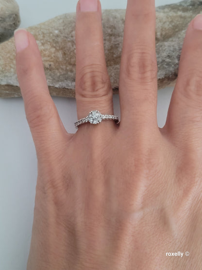 ❤️14k Size 6.75 Precious Solid White Gold Genuine Diamond Ring!