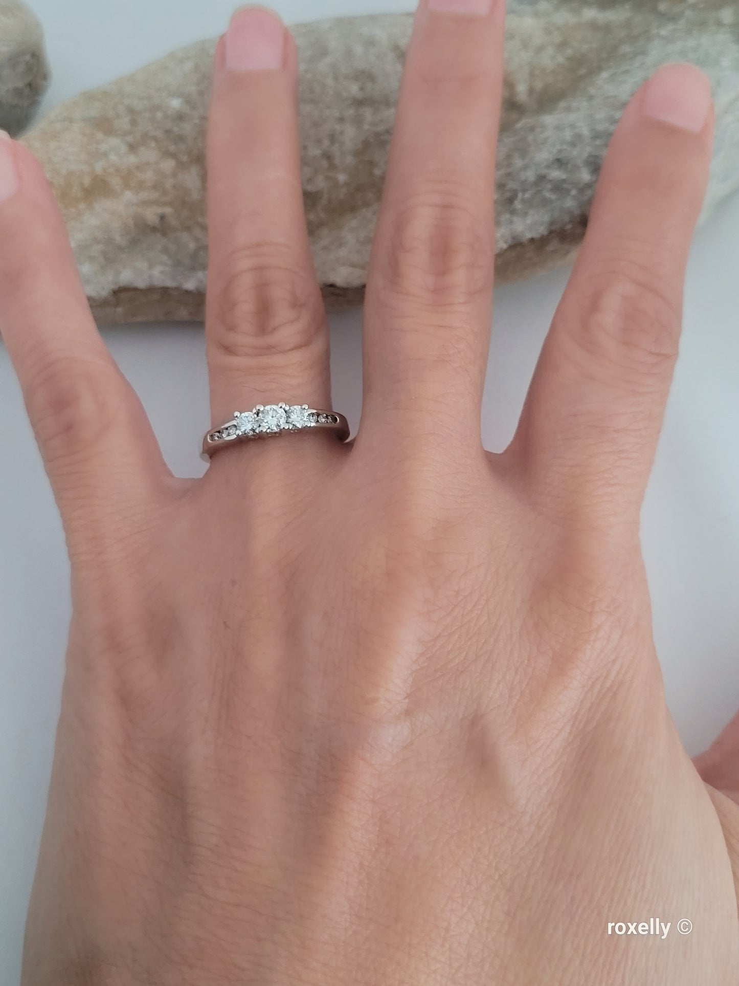 ❤️14k Size 7.25 Precious Solid White Gold Genuine Diamond Ring!