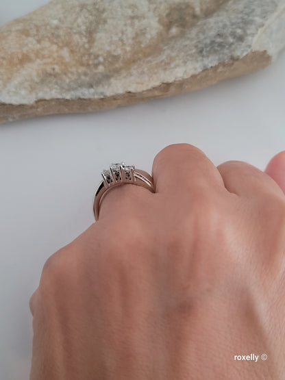 ❤️14k Size 7.25 Precious Solid White Gold Genuine Diamond Ring!