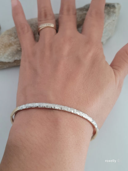 ❤️14k Fancy Solid White and Yellow Gold Tubular Design Bracelet, Millor Italy!