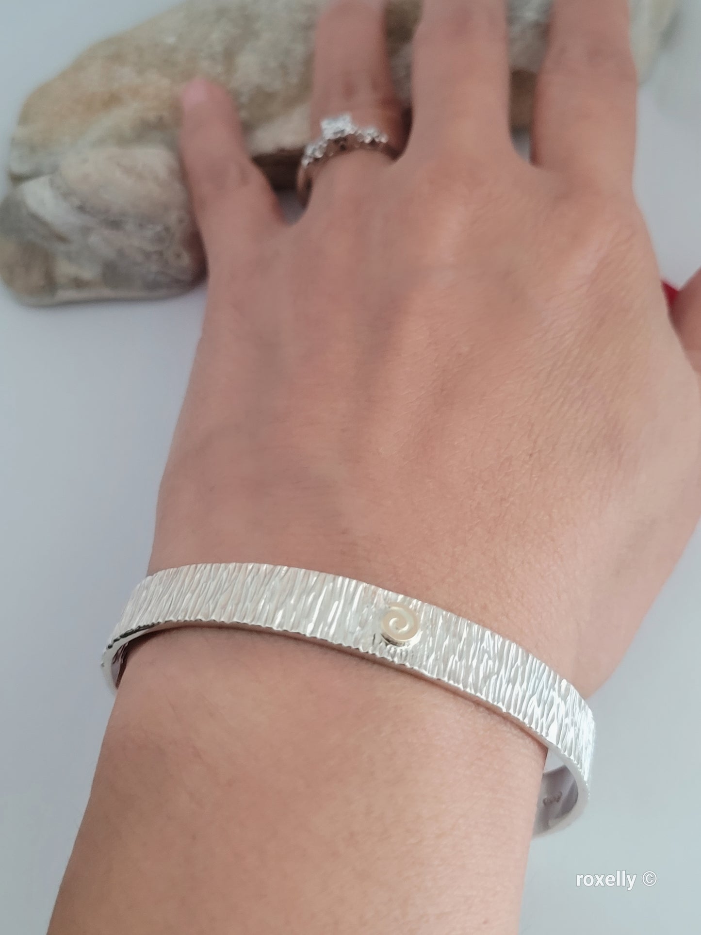 ❤️Sterling Silver Cuff Bracelet with a 14k Gold Swirl in the Center!