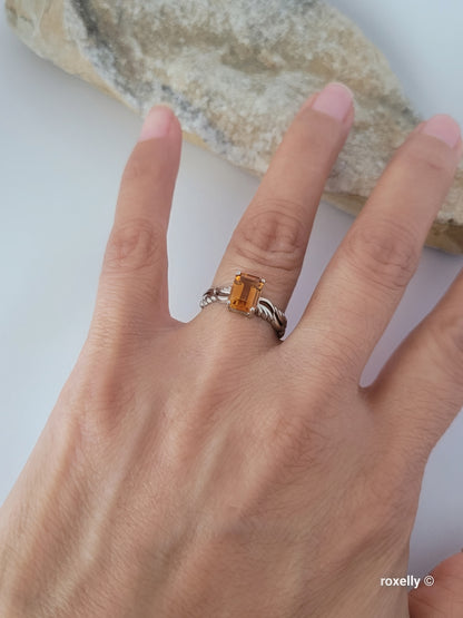 ❤️10k Size 6.5 Precious Solid White Gold Citrine Ring!