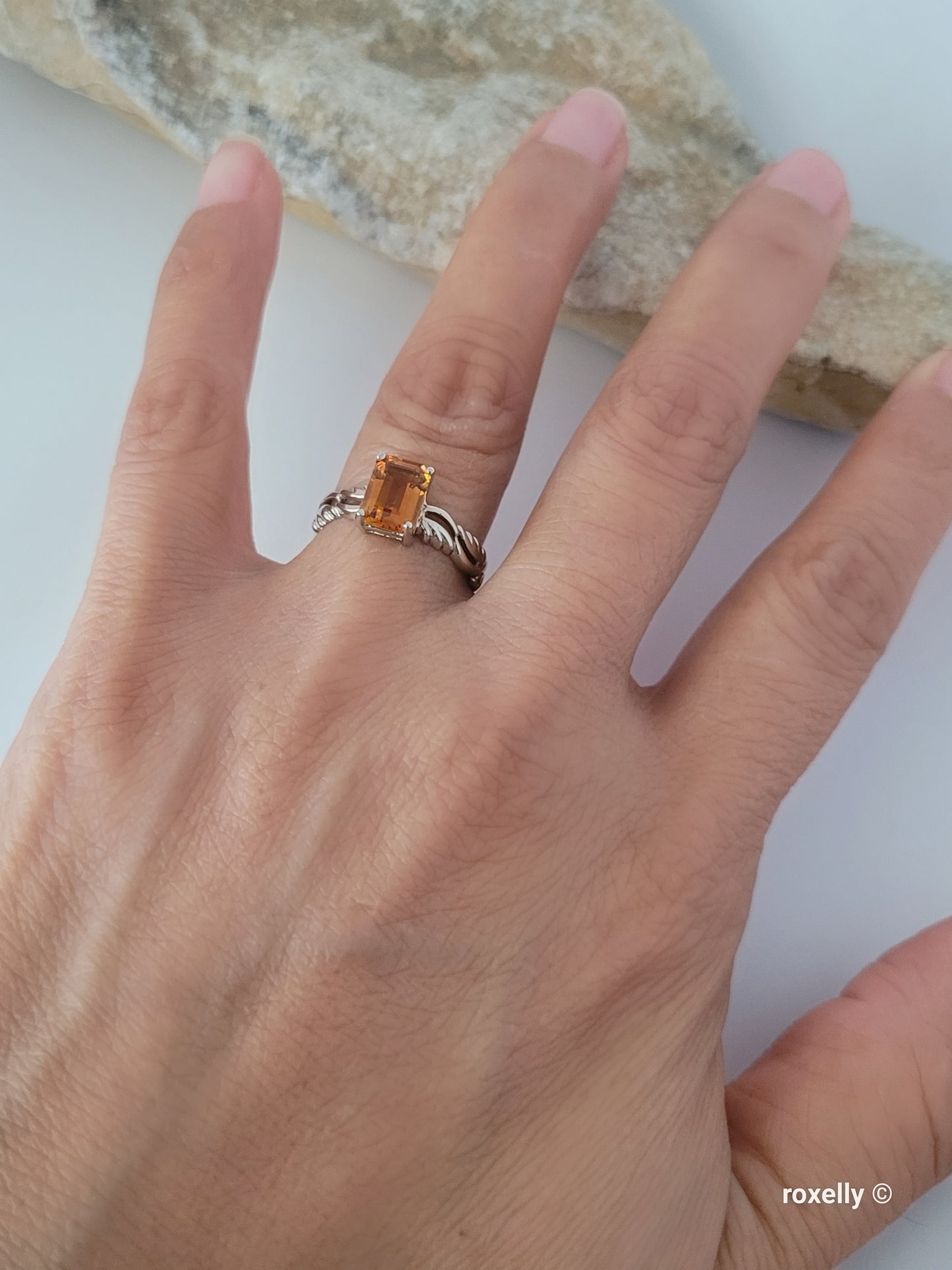 ❤️10k Size 6.5 Precious Solid White Gold Citrine Ring!