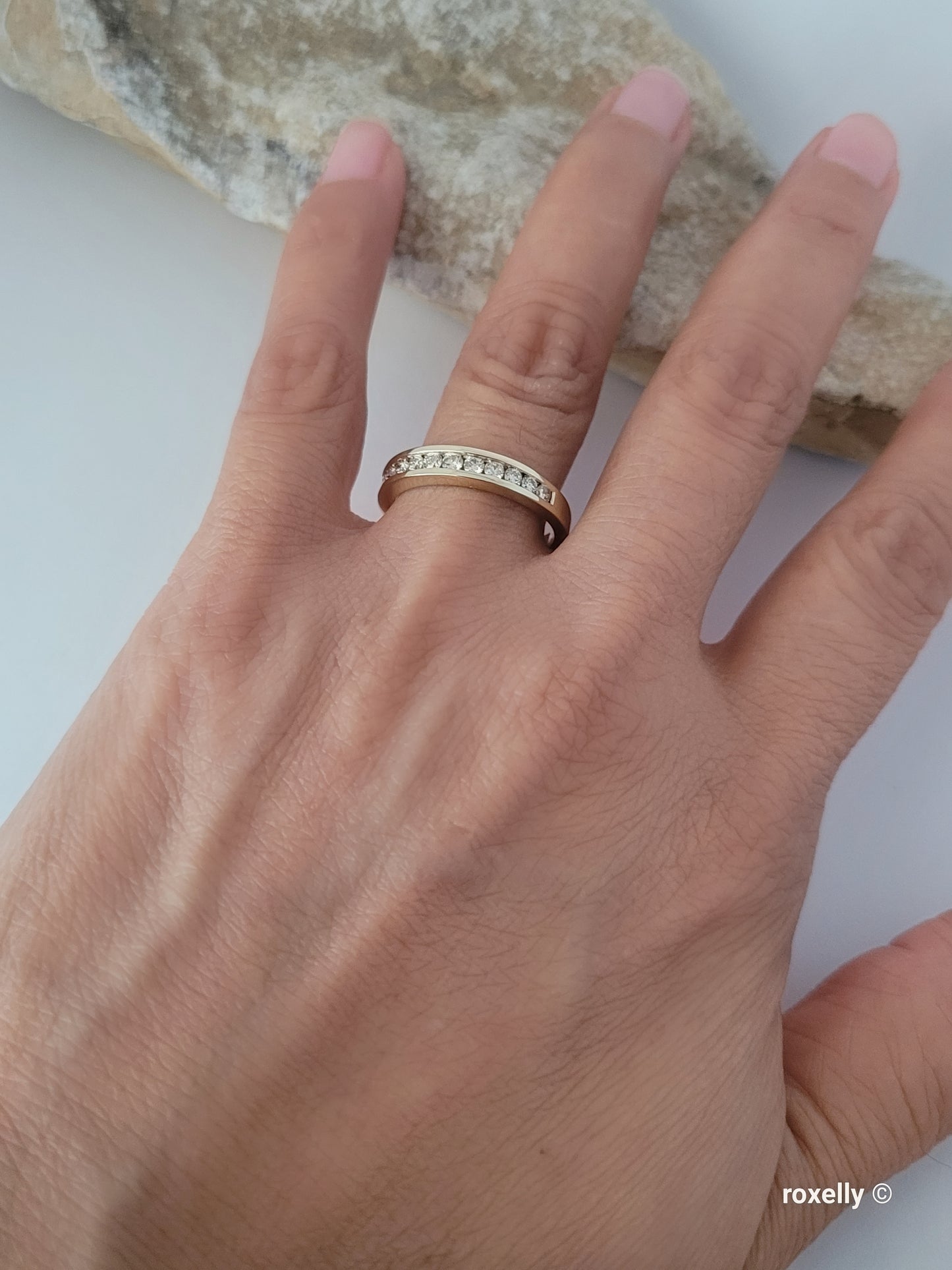 ❤️14k Size 8.5 Beautiful Solid Yellow Gold Genuine Diamond Band Ring!