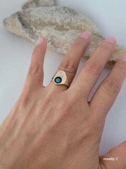 ❤️14k Size 6.75 Beautiful Solid Yellow Gold Black Onyx Opal Ring!