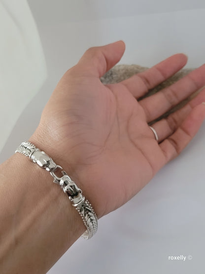 ❤️925 Precious Sterling Silver Panther-Head Imperial Link Design Milor Italian Bracelet!