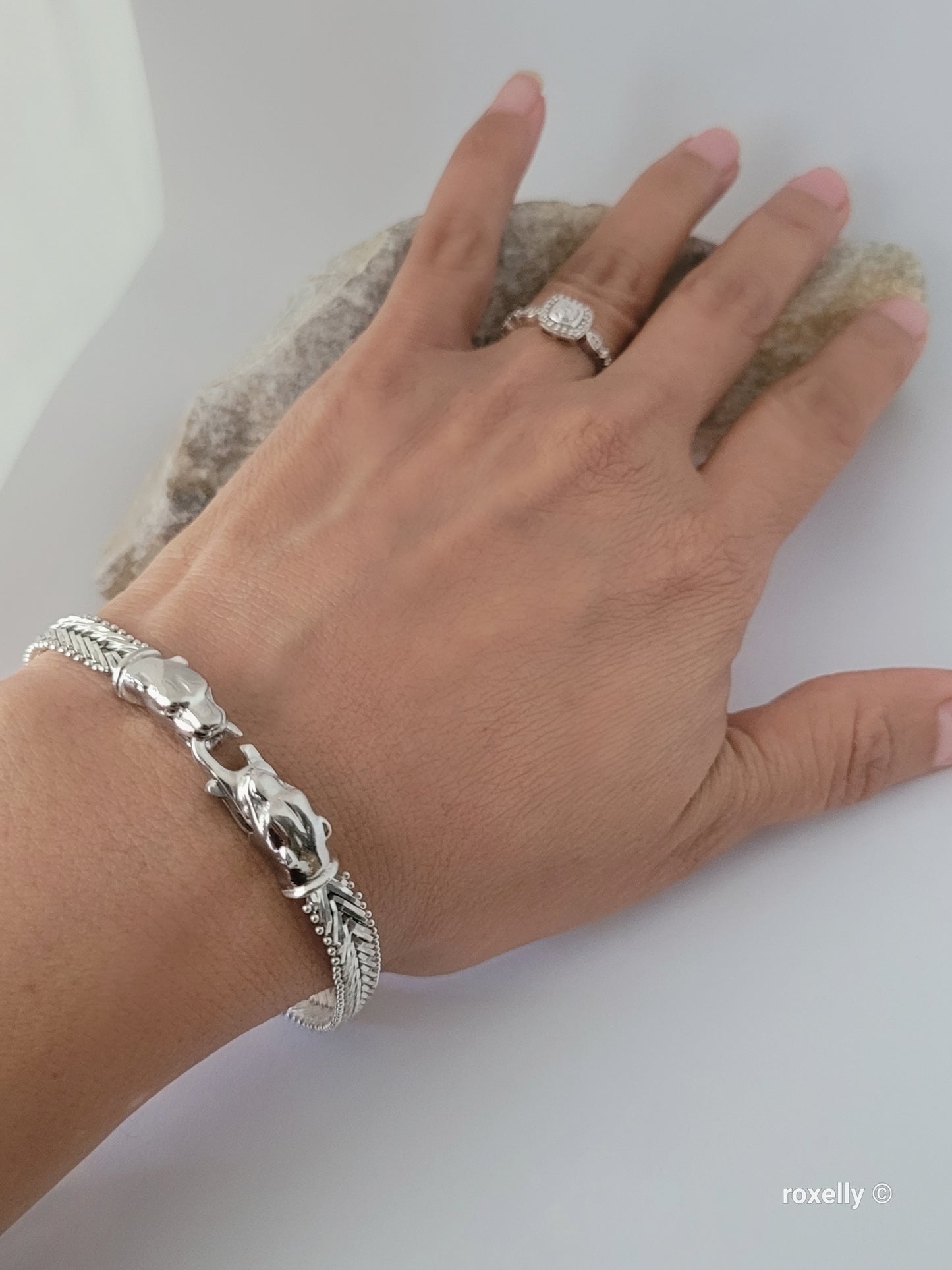 ❤️925 Precious Sterling Silver Panther-Head Imperial Link Design Milor Italian Bracelet!