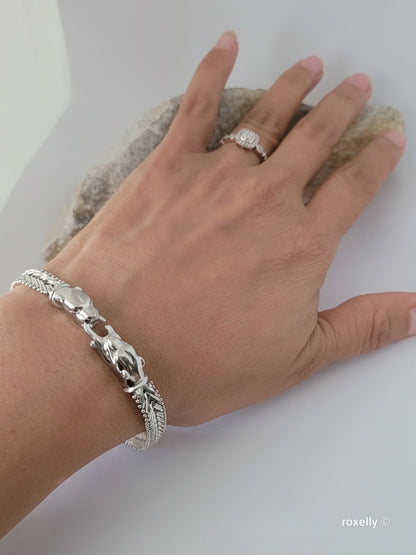 ❤️925 Precious Sterling Silver Panther-Head Imperial Link Design Milor Italian Bracelet!
