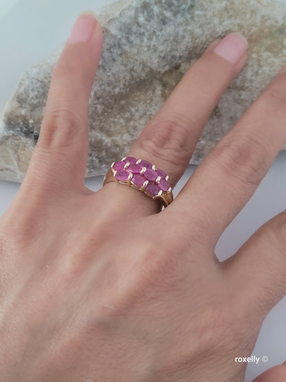 ❤️10k Size 9 Beautiful Solid Yellow Gold Rubies Gemstones Ring!