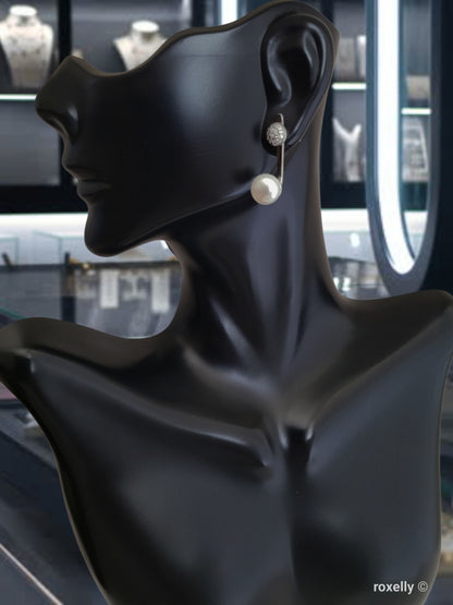 ❤️925 Lovely Sterling Silver Fresh-Water Pearl and CZ Earrings!