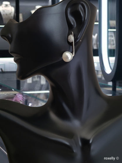 ❤️925 Lovely Sterling Silver Fresh-Water Pearl and CZ Earrings!