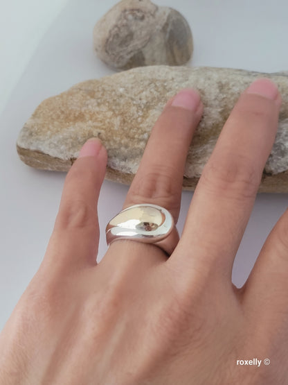 ❤️925 Size 7 Beautiful Sterling Silver and 14k Solid Gold Dome Ring!