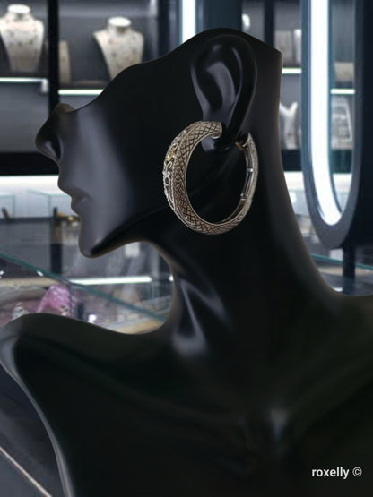 ❤️925 Precious Sterling Silver & 18k Solid Gold Diamond Filigree Design Earrings!