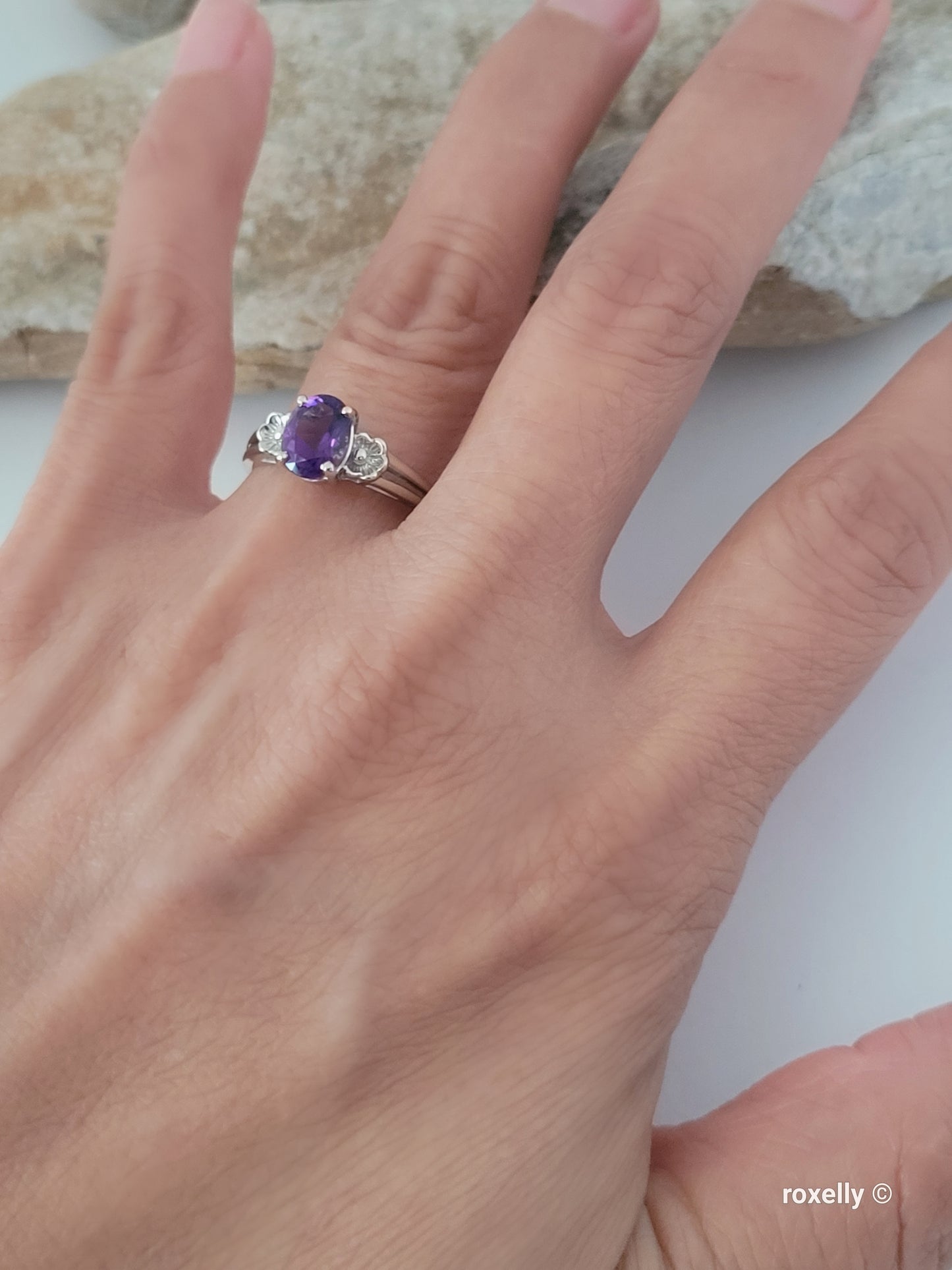 ❤️14k Size 7.75 Lovely Solid White Gold Amethyst Gemstone Ring!