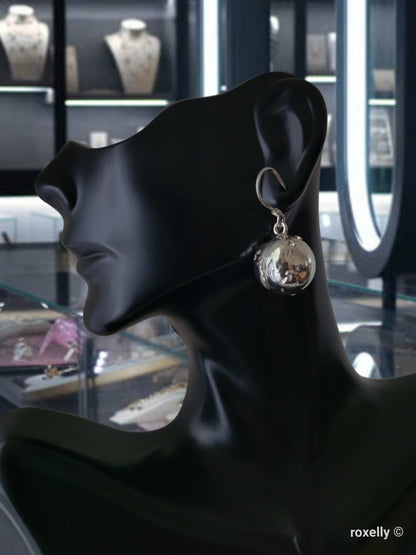 ❤️925 Vintage Sterling Silver World Globe Ringing Design Earrings!