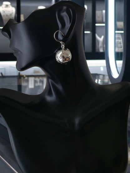 ❤️925 Vintage Sterling Silver World Globe Ringing Design Earrings!