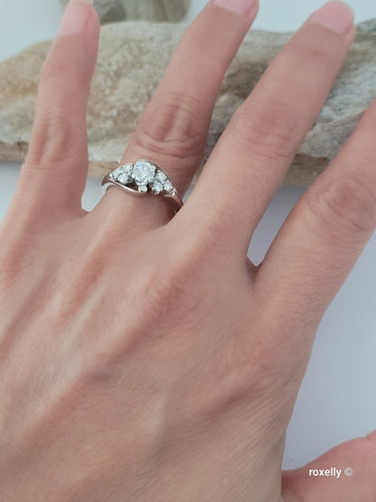 ❤️14k Size 6.5 Precious Solid White Gold Genuine Diamond Ring!