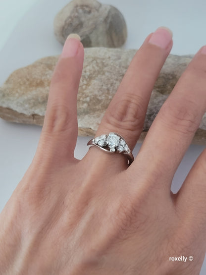 ❤️14k Size 6.5 Precious Solid White Gold Genuine Diamond Ring!