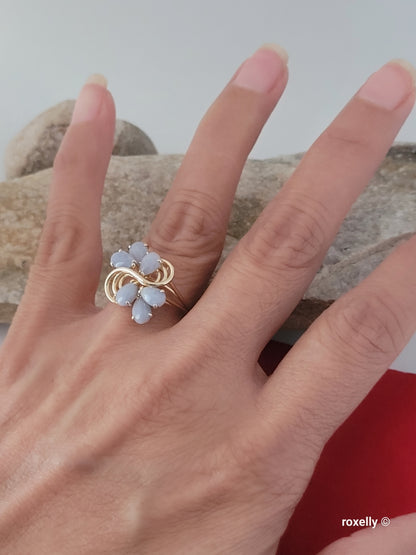 ❤️14k Size 7.25 Precious Solid Yellow Gold Flower-Shaped Lavender Gemstone  Ring!