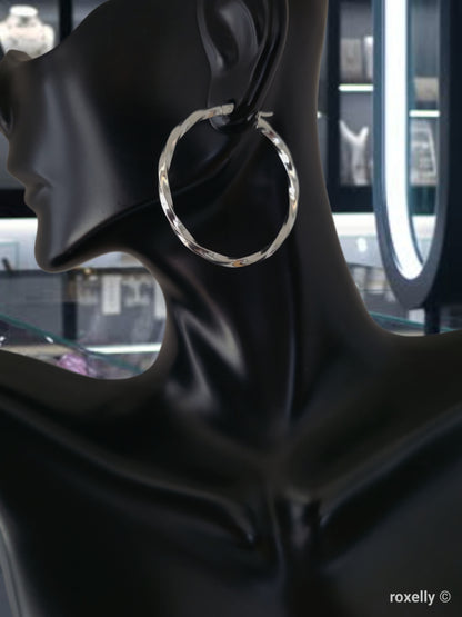 925 Sterling Silver Hoop Earrings Twisted Design