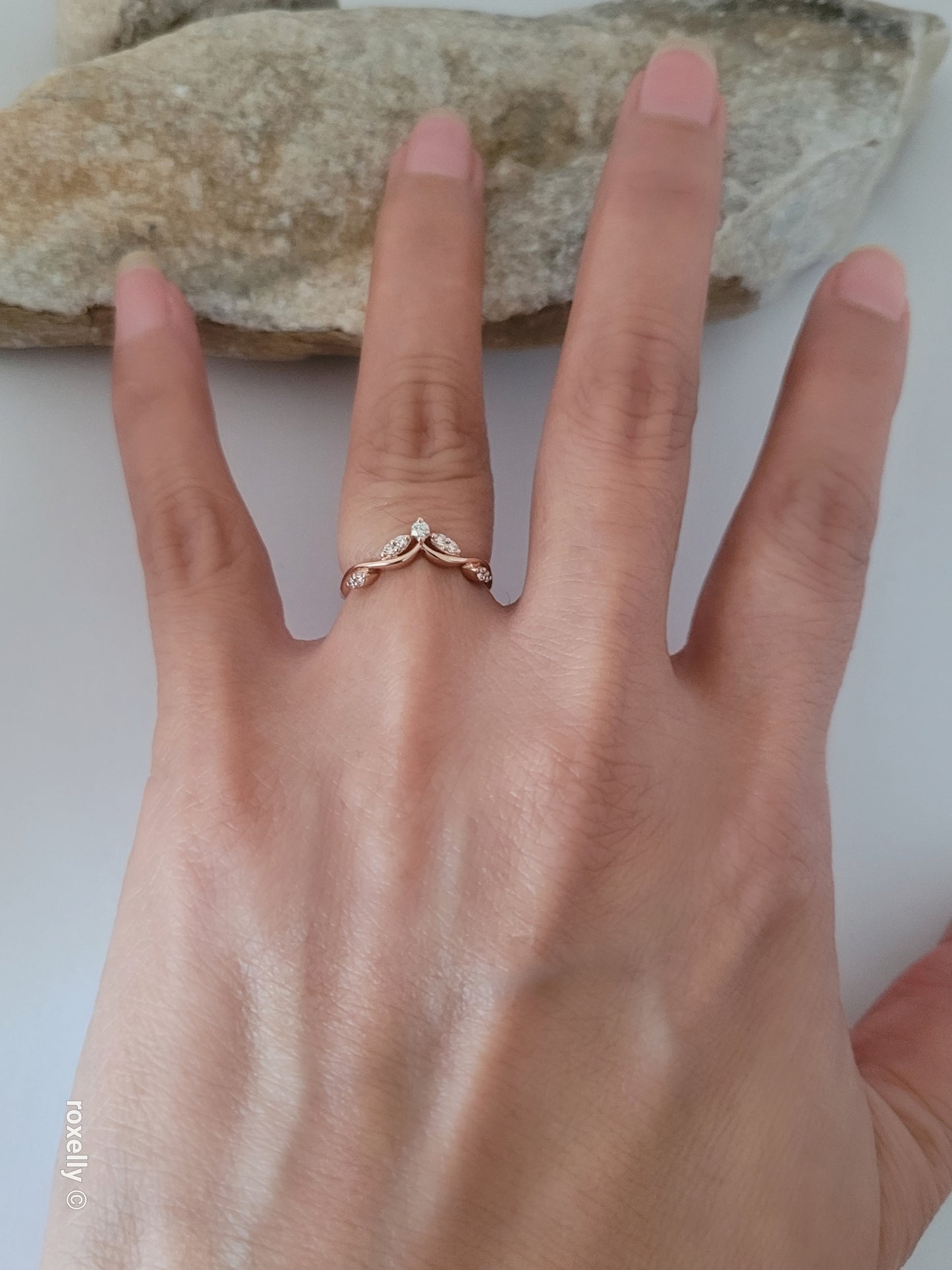 14k Rose Gold Diamonds Ring Size 4 Tiara Solid Gold!