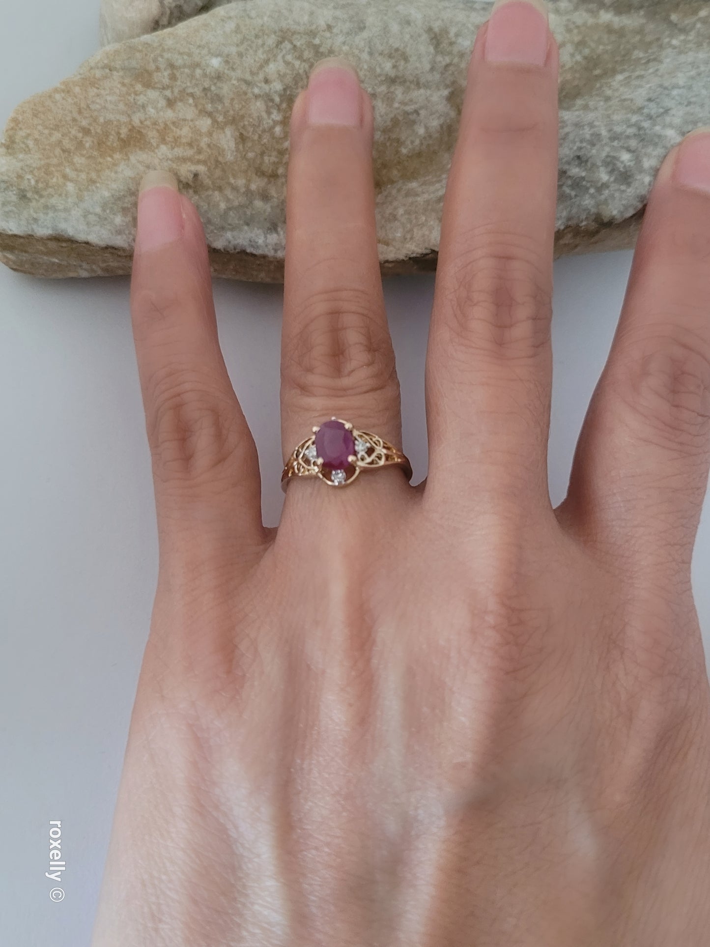 14k Yellow Gold Ruby Diamonds Ring Size 6 Solid Gold!