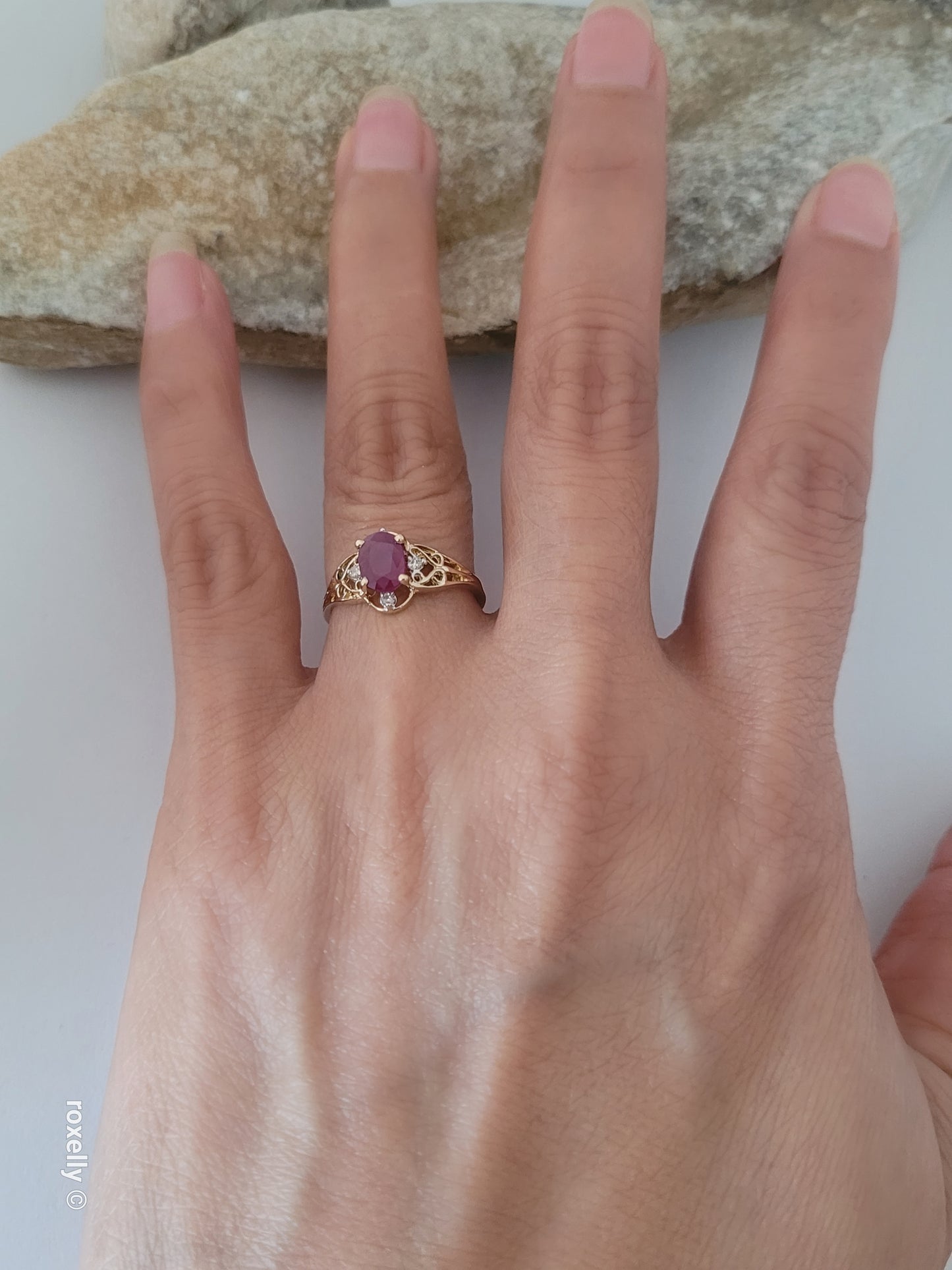 14k Yellow Gold Ruby Diamonds Ring Size 6 Solid Gold!