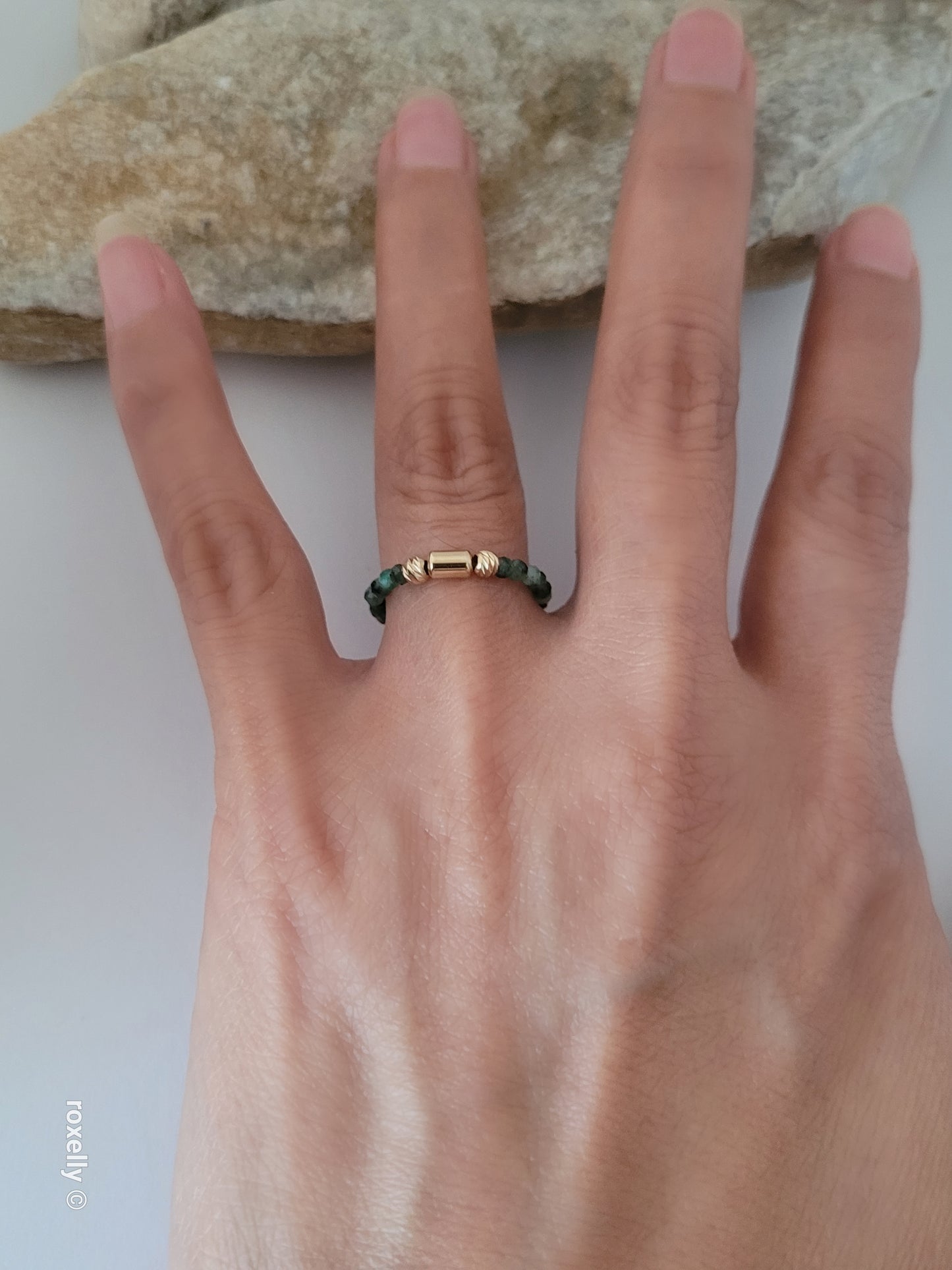 18k Yellow Gold Emerald Sparks Ring Size 6.75 Solid Gold!!