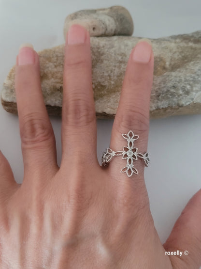 ❤️925 Cross-Shaped Diamond Ring Size 10 Sterling Silver