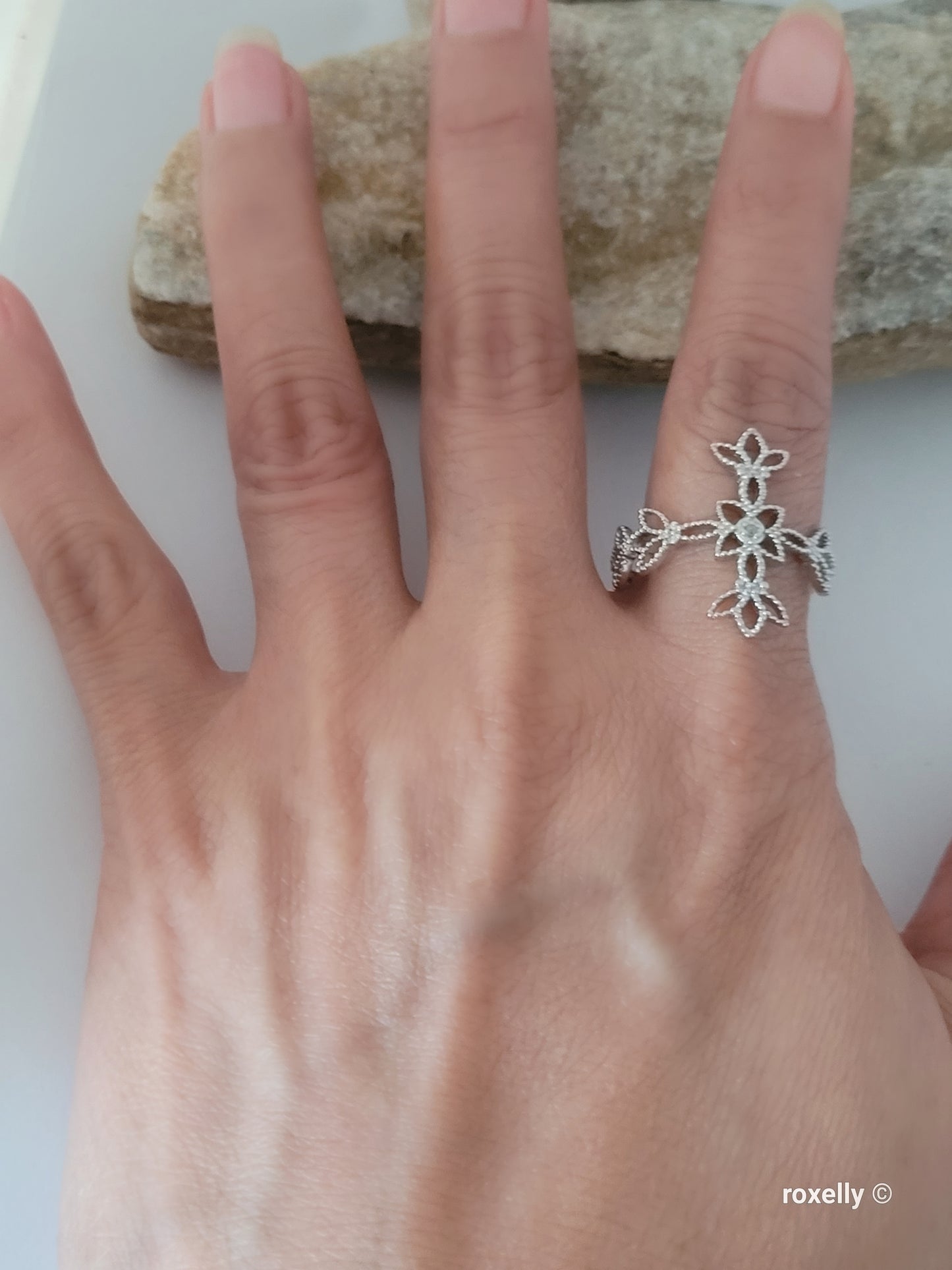❤️925 Cross-Shaped Diamond Ring Size 10 Sterling Silver