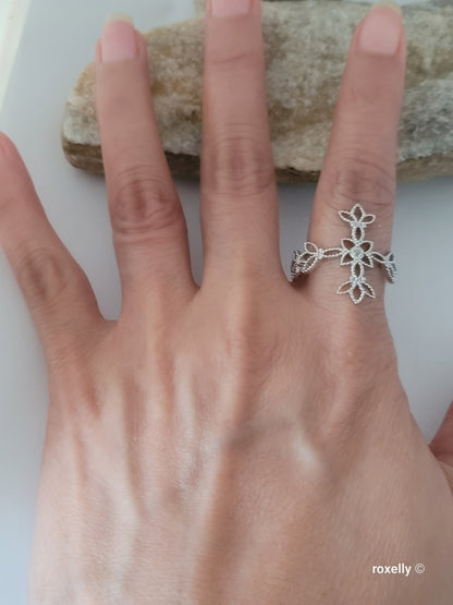 ❤️925 Cross-Shaped Diamond Ring Size 10 Sterling Silver