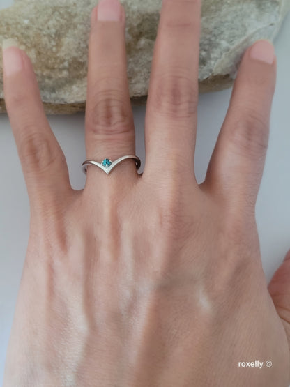 ❤️14k White Gold Turquoise Chevron Ring Size 7 Solid Gold