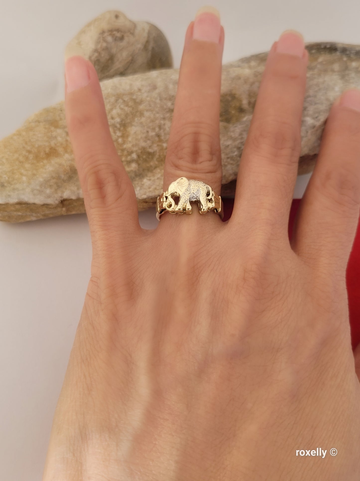 14k Two-Tones Gold Elephant-Shaped Vintage Ring Size 6.75 Solid Gold