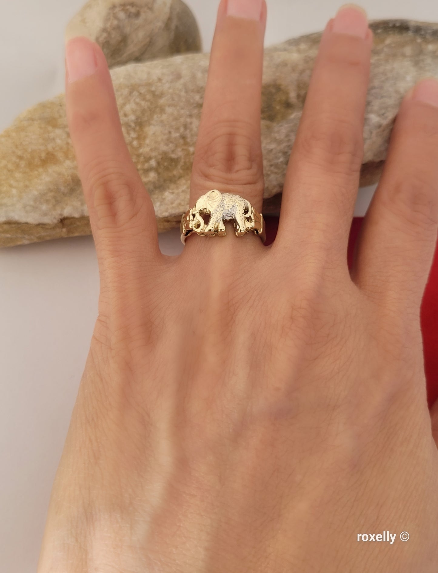 14k Two-Tones Gold Elephant-Shaped Vintage Ring Size 6.75 Solid Gold