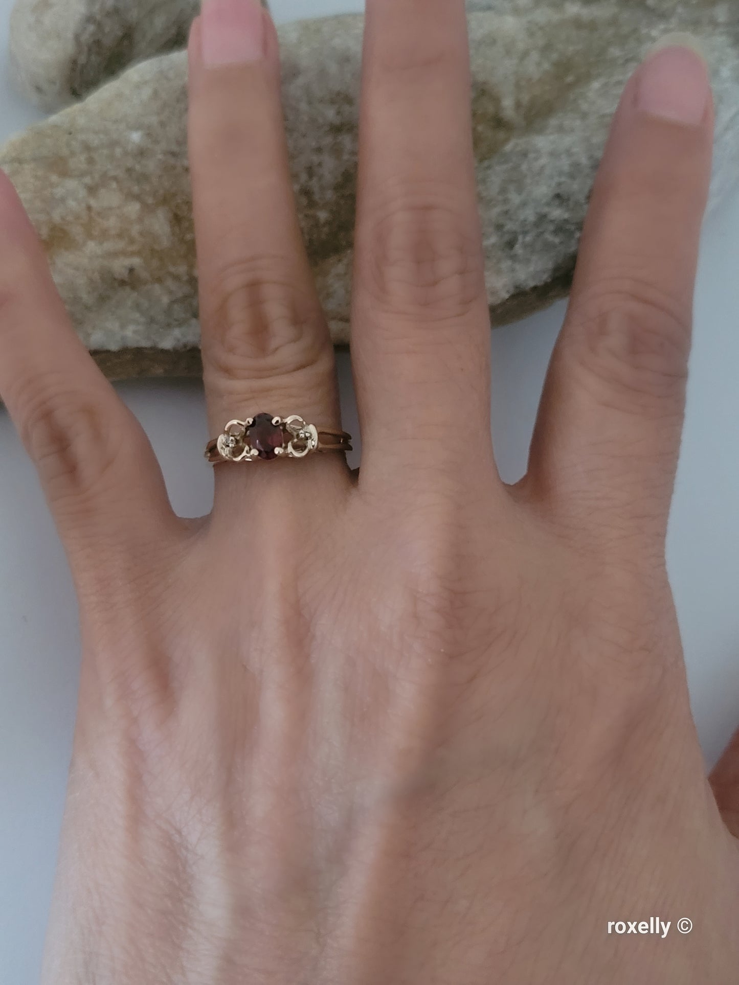 10K Yellow Gold Citrine Madeira and Diamonds Ring Size 7 Solid Gold