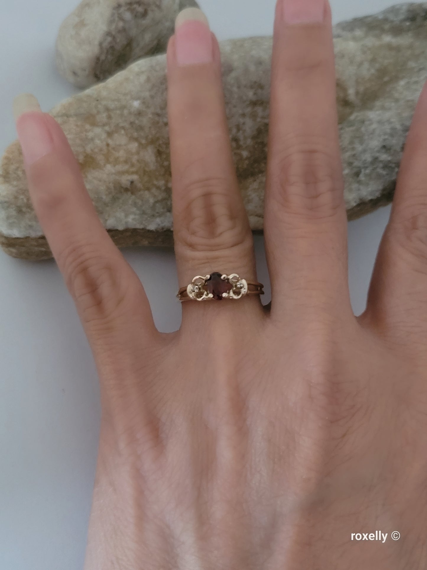 10K Yellow Gold Citrine Madeira and Diamonds Ring Size 7 Solid Gold
