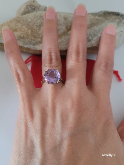 10K Yellow Gold Amethyst Gemstone Ring 8 Solid Gold