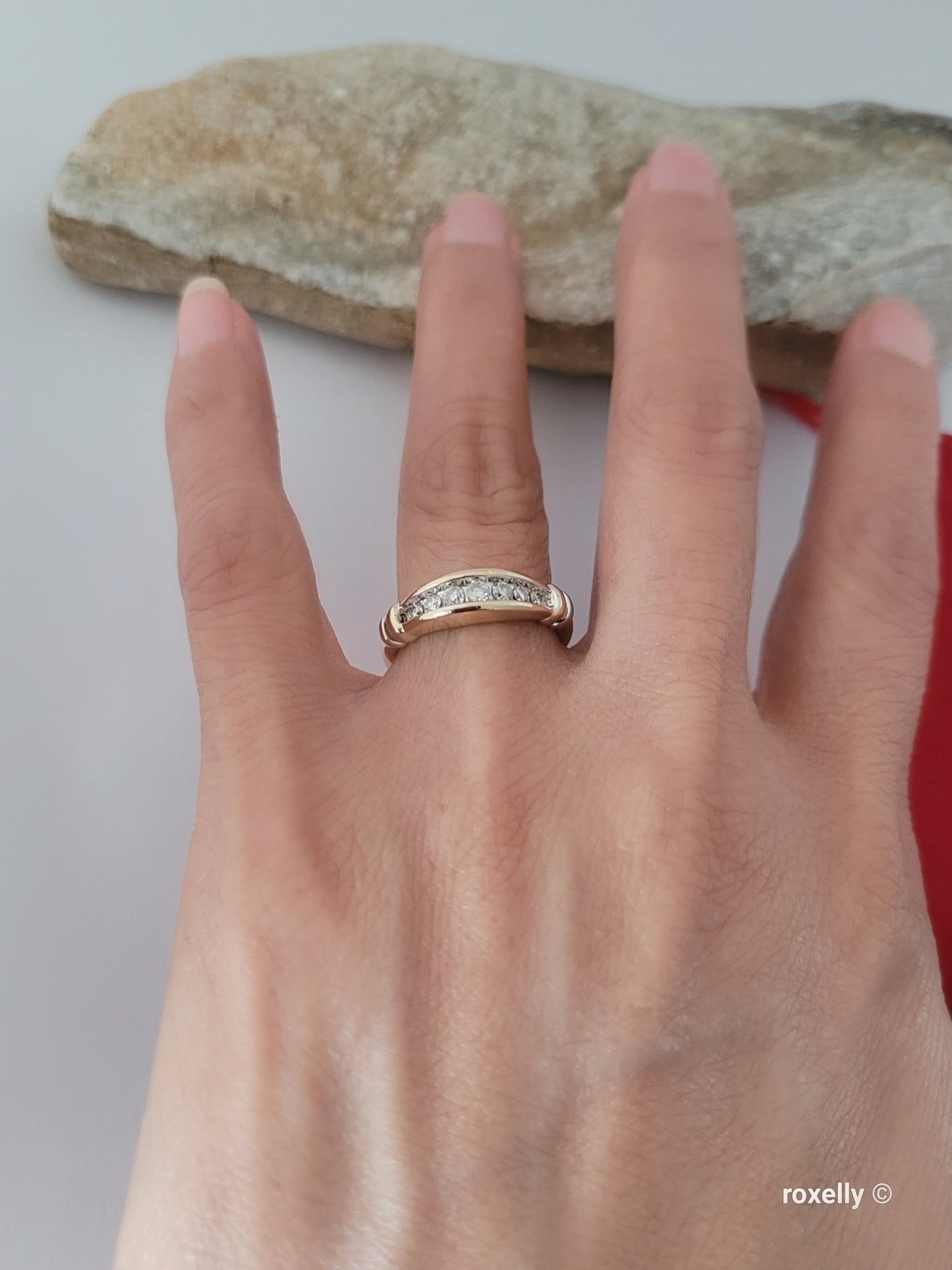 14K Yellow Gold Diamonds Band Ring Size 7 Solid Gold