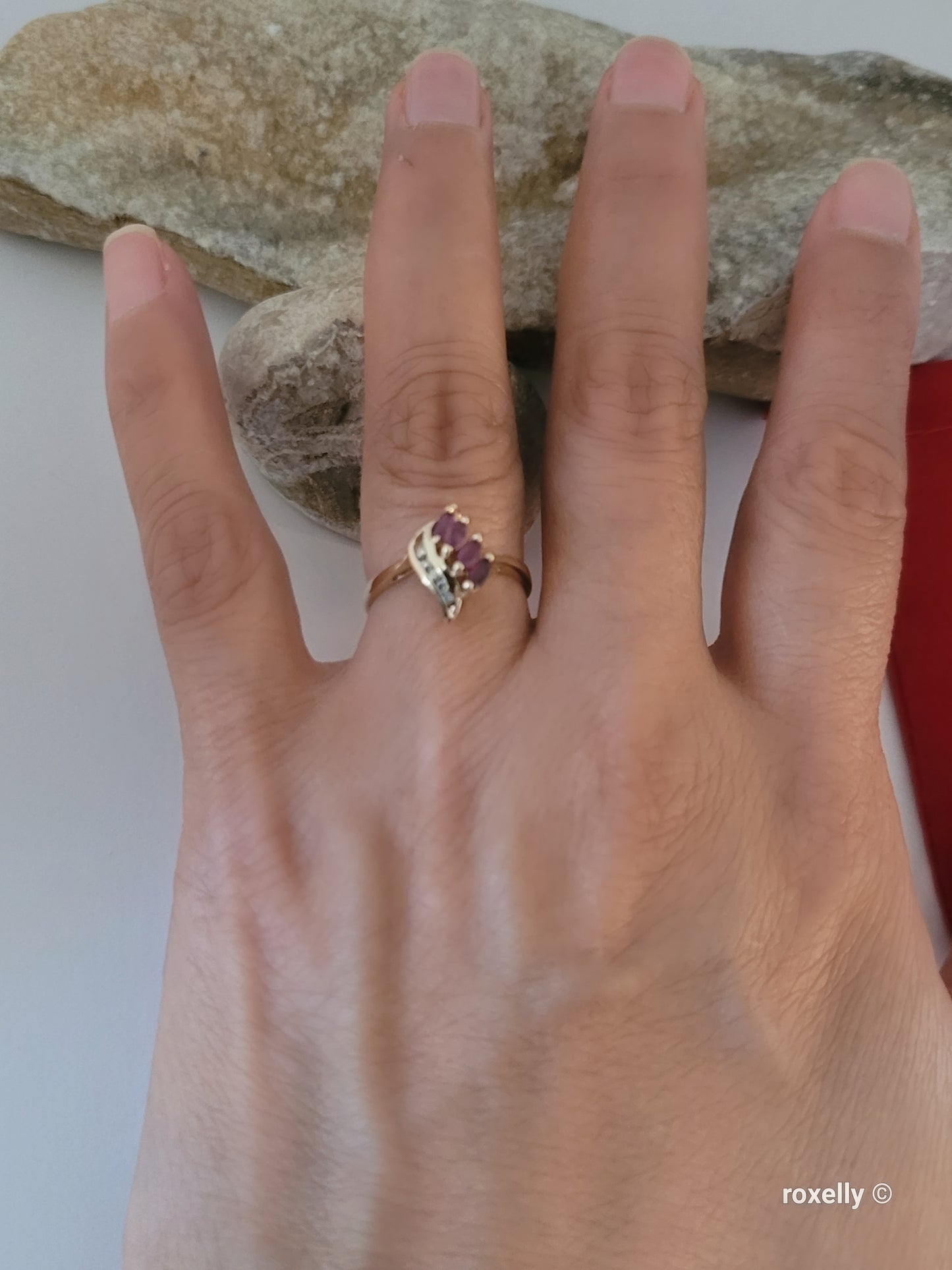 14K Yellow Gold Rubies and Diamonds Ring Size 6.5, Solid Gold