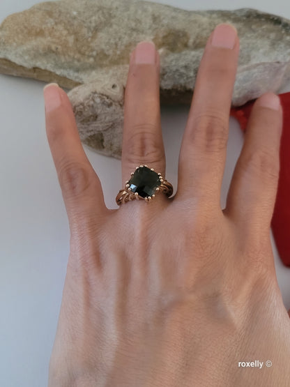 14K Yellow Gold Smoky Topaz Ring Size 9, Solid Gold